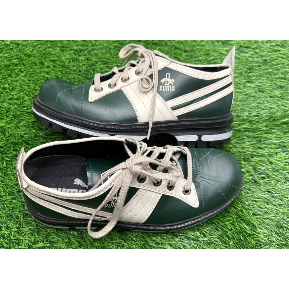 VTG Puma Rudolf Dassler Schuhfabrik Green Leather Platform Trainers US 7.5